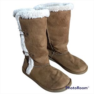 Airwalk Youth Brown Suede Faux Shearling Boots Size 4